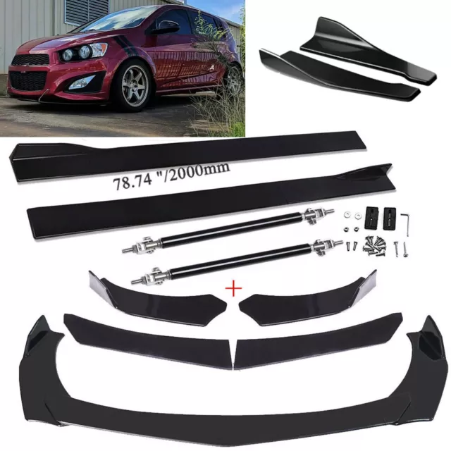 Front Bumper Chin Lip Splitter Spoiler Body Kit + Strut Rods For Porsche Cayenne