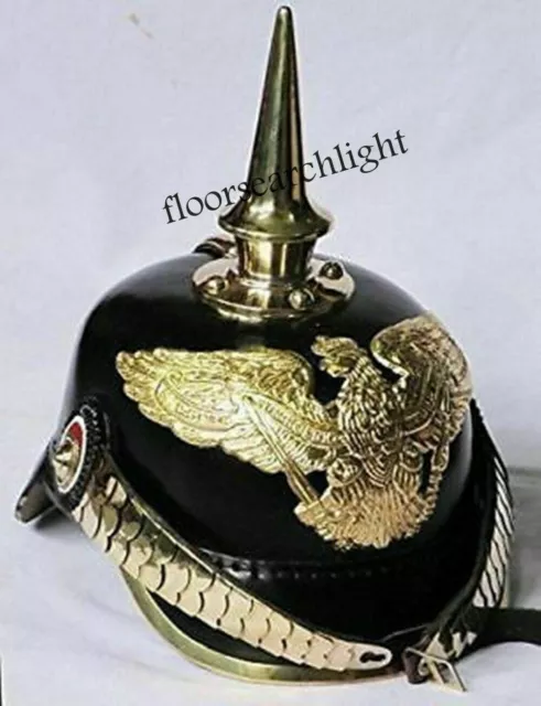 Grade Prussian German Pickelhaube Helmet Imperial Officer’s Leather Eagle Gift