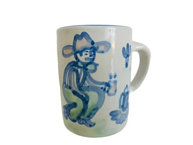 Vintage MA Hadley Stoneware Pottery Cowboy Campfire Drinking Coffee Mug Cup