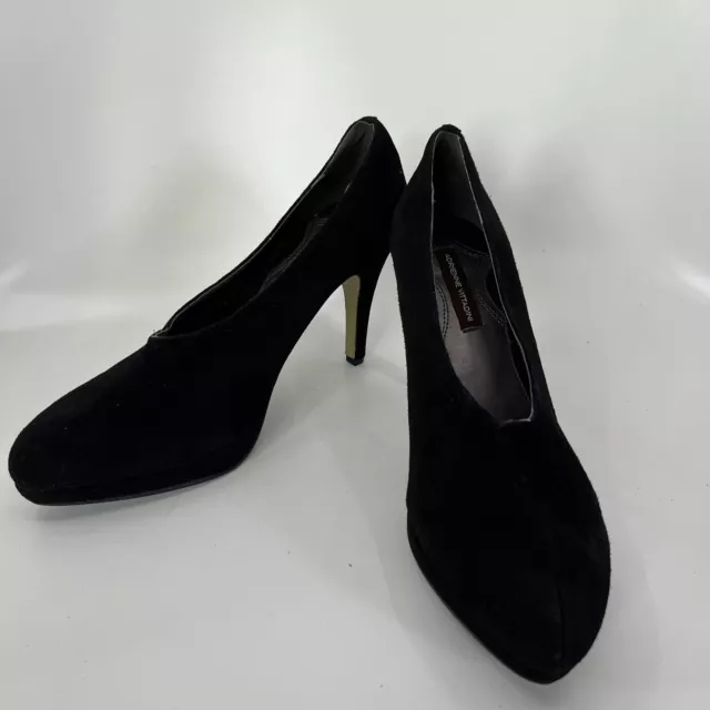 Adrienne Vittadini Pierre Black Suede Heels Pumps Size 9.5