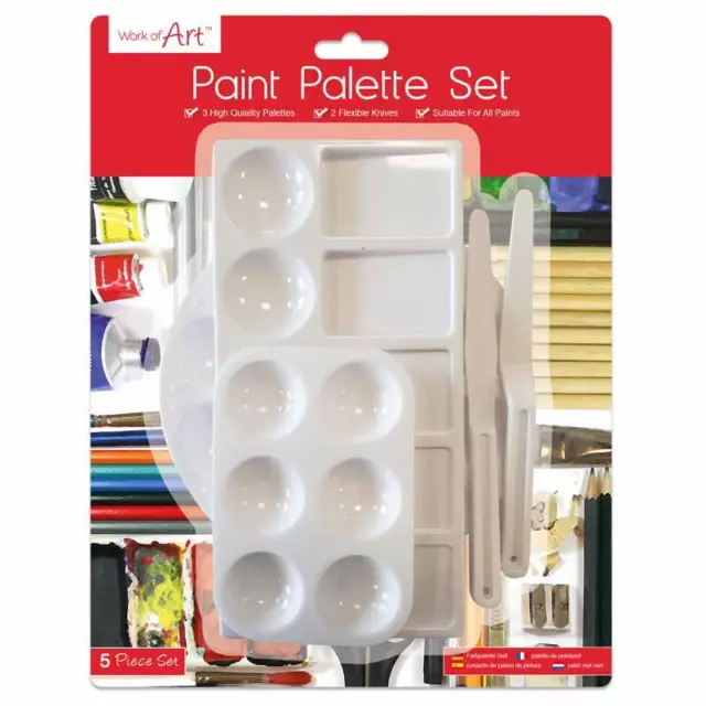 5pc Plastic White Paint Mixing Palette Tray Artist Painting Set Stationery Set