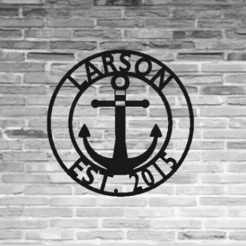 PERSONALIZED Metal Anchor Cabin Lakehouse Sign Last Name Monogram Wall Art Decor