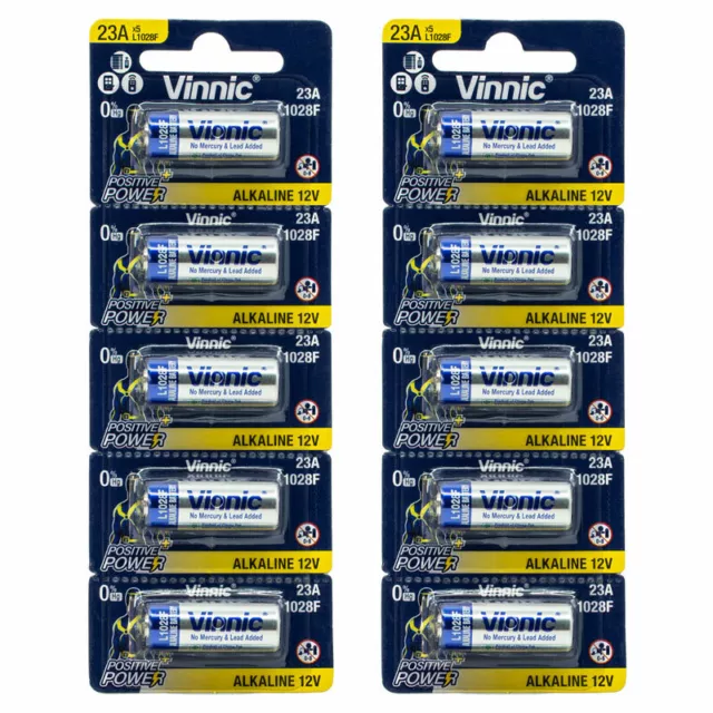 Vinnic 5pk L1028 Alkaline 12V Batteries GP23A, MN21, A23, LRVO8 