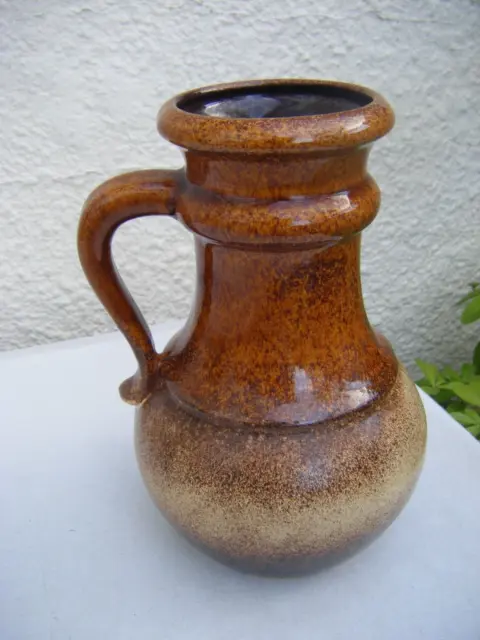 Vintage Lava Vase Scheurich Keramik 496-18 West German Pottery Handled Brown MCM