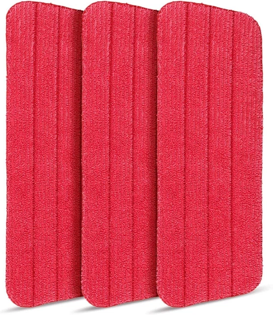 Microfiber Reusable Replacement Mop Pads - 3 Pack Flat Red