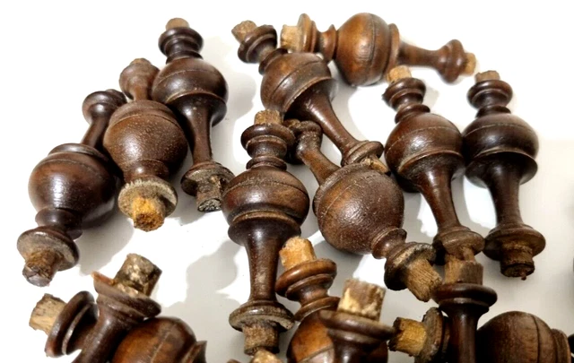 17 Turned walnut spindle Antique French salvaged baluster column Furniture 2"
