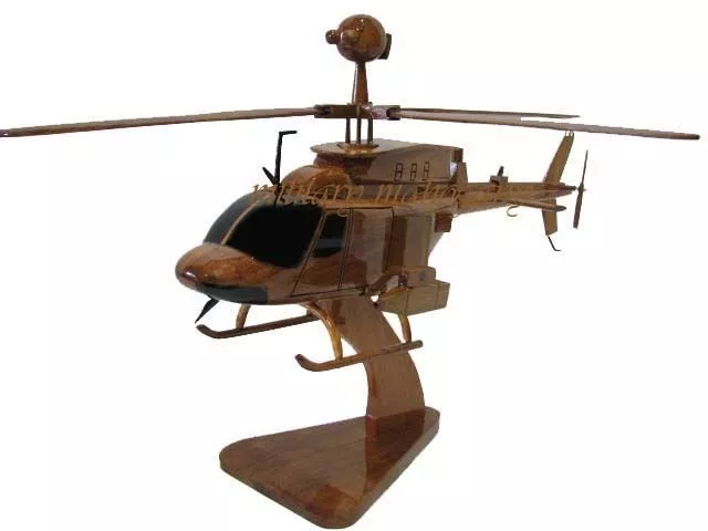 OH-58D Kiowa Warrior Scout Army Attack Wooden Mahogany Wood Helicopter Model New