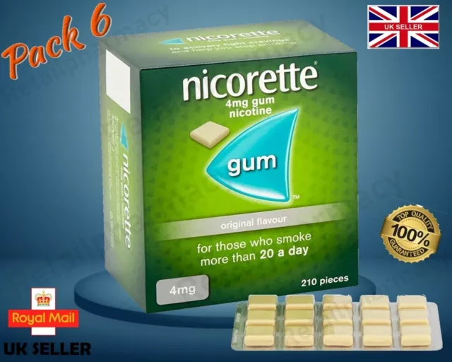 Nicorette Original Aroma Kaugummi 4 mg (210 Stück) Exp = 2025 Pack 6
