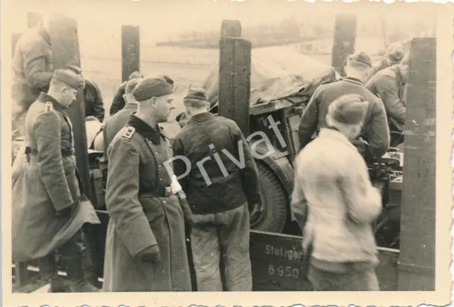 Photo Wk II Armed Forces Soldiers Troops Transport Station Basilli Belgium K1.40