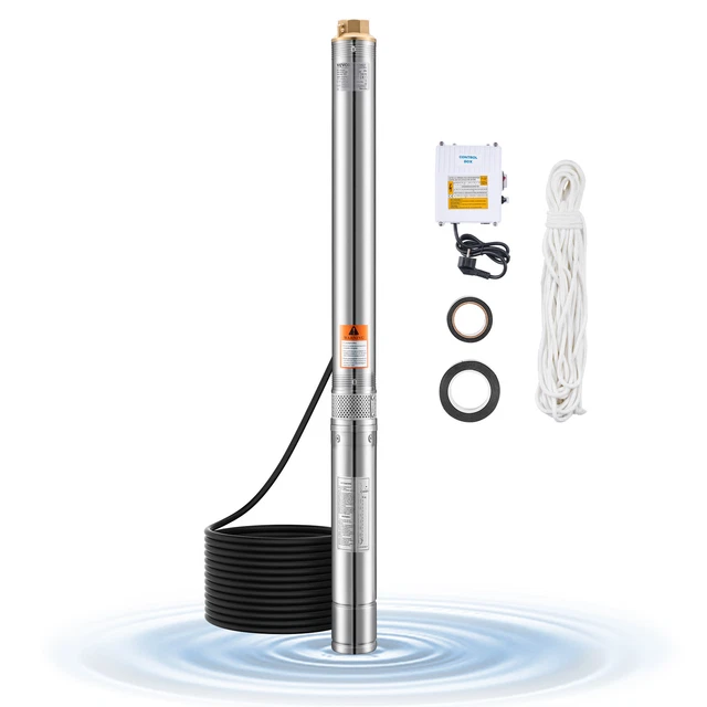 Pompa Per Pozzi Profondi 3 Pollici 250W – Acciaio Inox 1600 L/h, Prevalenza 80 M Con Cavo Da 20 M