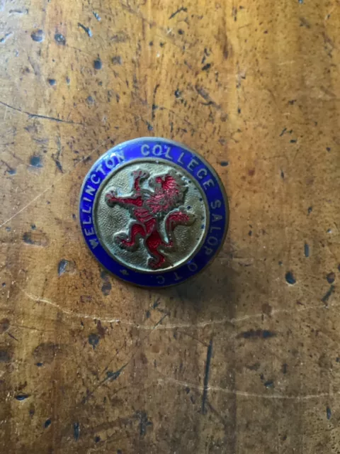 rare WW1 wellington college salop OTC officer training corps enamel button