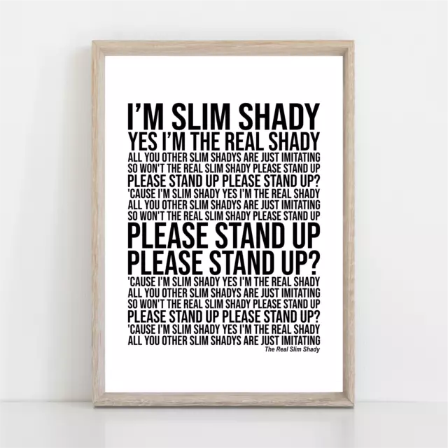 Eminem THE REAL SLIM SHADY Song Lyrics Poster Print Wall Art