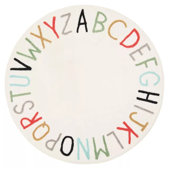 Topotdor Rainbow Round Kids Play Rug Alphabet Nursery Area Rug Extra Large So...