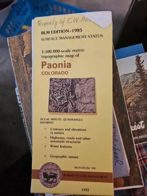 USGS BLM edition topographic map Colorado PAONIA -mineral MONTROSE NW 1983