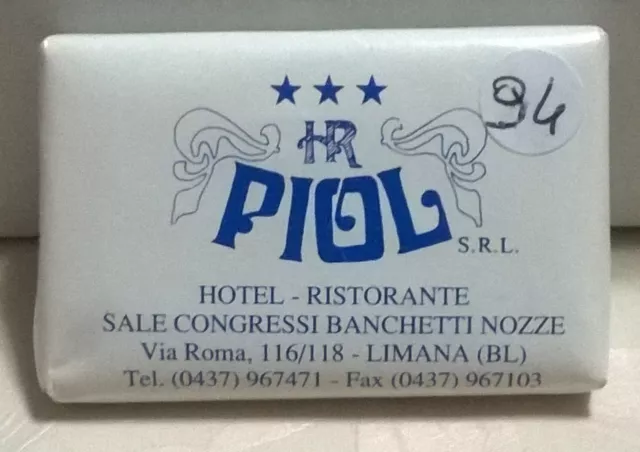 Saponetta Hotel Ristorante Piol 3 Stelle Limana (Bl) Rettangolare Incartata N.94