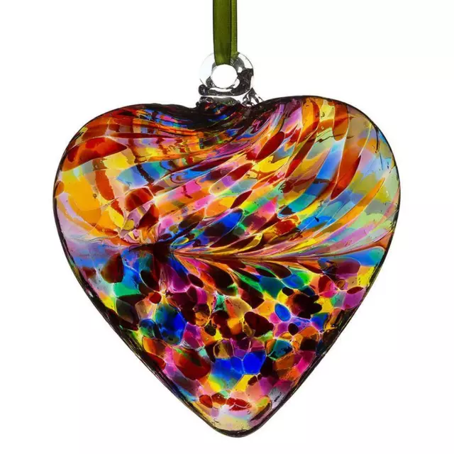 Sienna Glass Heart Hanging Hand Craft Keepsake Ornament 12cm