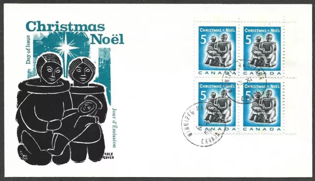 Canada Fdc 1968 Christmas Stamps Canada Scott #488 Inuit Carving 5C Cole Cover