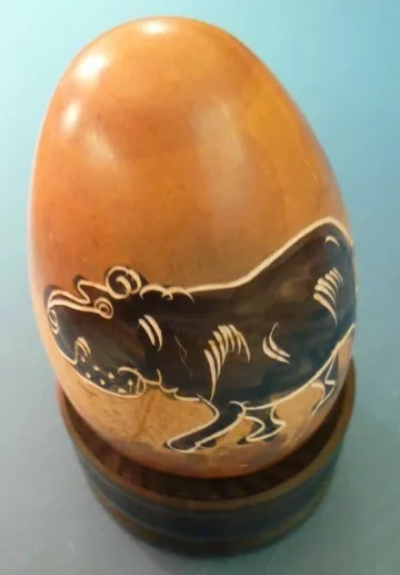Authentic Stone Hand Painted Egg like shaped object - African Origin and Theme