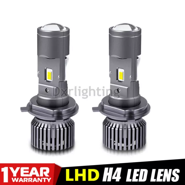 2PC 100W H4 9003 LHD Mini Bi-LED Projector Lens LED Headlight Bulb Hi/Lo 50000LM