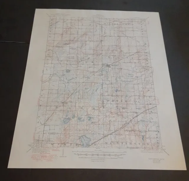 Laingsburg Michigan Original 1950 Usgs Quadrangle 17X21 Map Excellent Condition