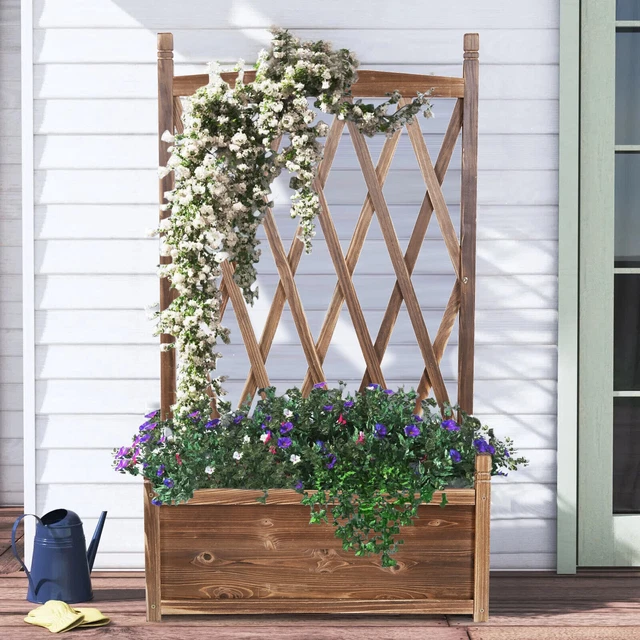 Pure Garden Geländer-Pflanzkübel, Rund, Grau – 7,6 Liter, Mit Drainage, Für Balkon & Terrasse