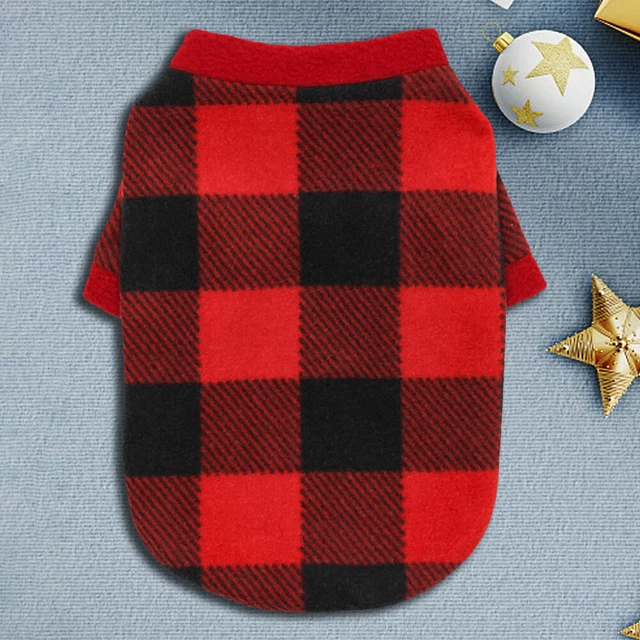 Abbigliamento cane in pile, casual, a quadretti, gilet cucciolo, giacca, Capodanno, animali domestici professionisti