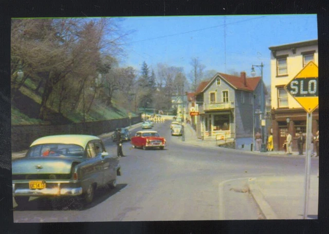 KINGSTON NEW YORK DOWNTOWN STREET SCENE 1950's CARS POSTCARD COPY N.Y