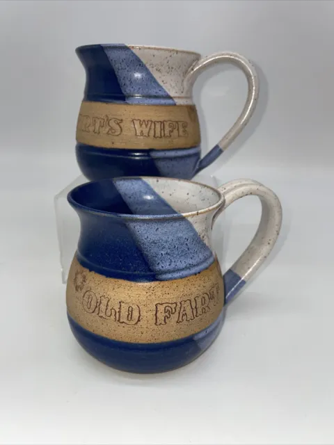 “Old Fart” And “Old Farts Wife” Hand Thrown Signed Art Pottery Mug Funny Gift