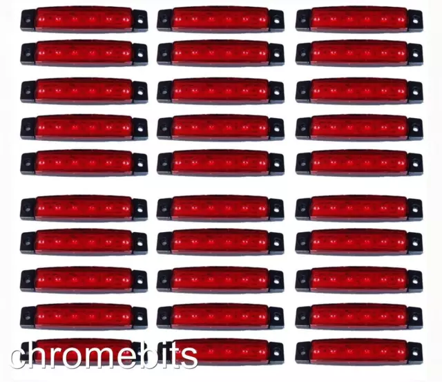 30 pcs 24V SMD 6 LED RED SIDE MARKER LIGHTS POSITION TRUCK TRAILER LORRY CAB BUS