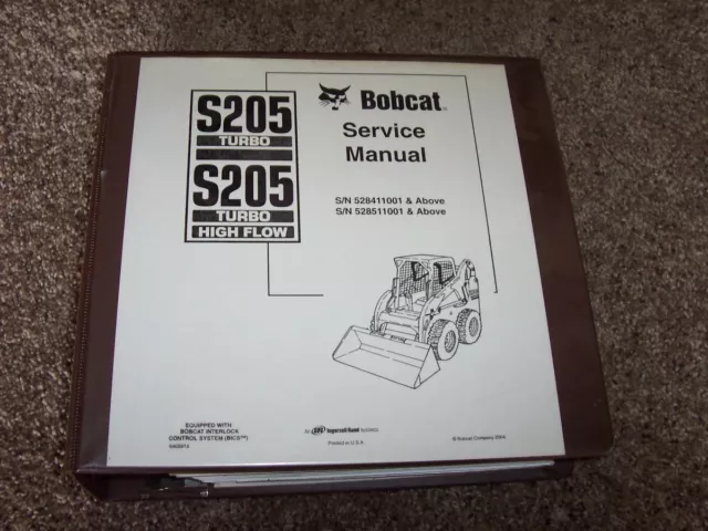 Bobcat Ingersoll Rand S205 Skid Steer Loader Turbo Shop Service Repair Manual