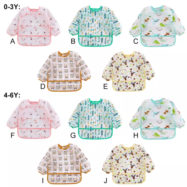Waterproof Long Sleeve Feeding Apron Children One Piece Eating Clothes Toddler 2