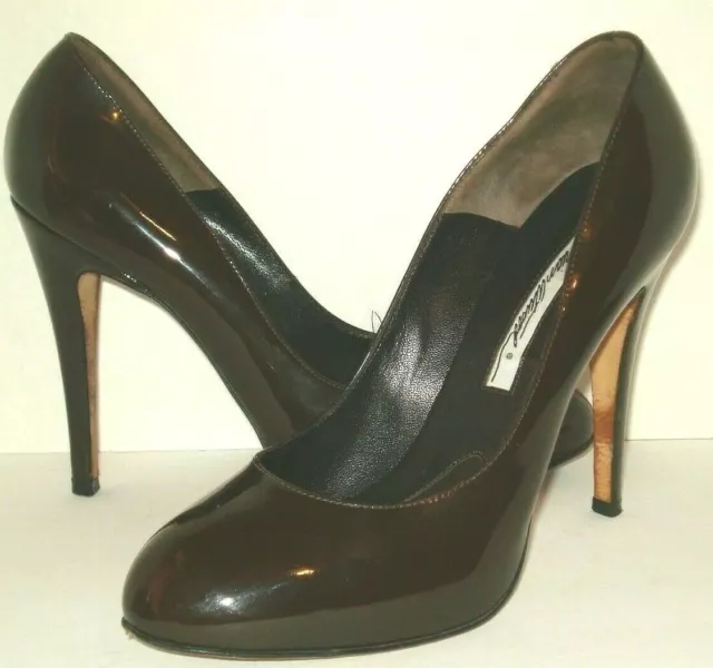 BRIAN ATWOOD Brown Patent Leather Hidden Platform Classic Pumps Size 37 EU 7 US