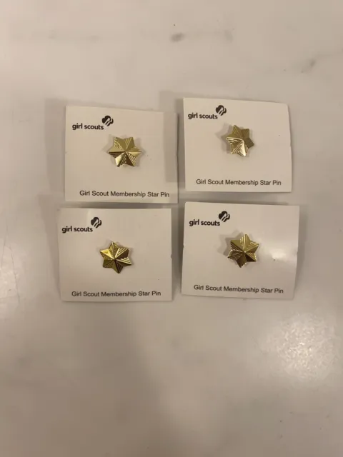 Girl Scout Membership Star Pin Gold Lot of 4 Pins New Free Shipping Oliverns