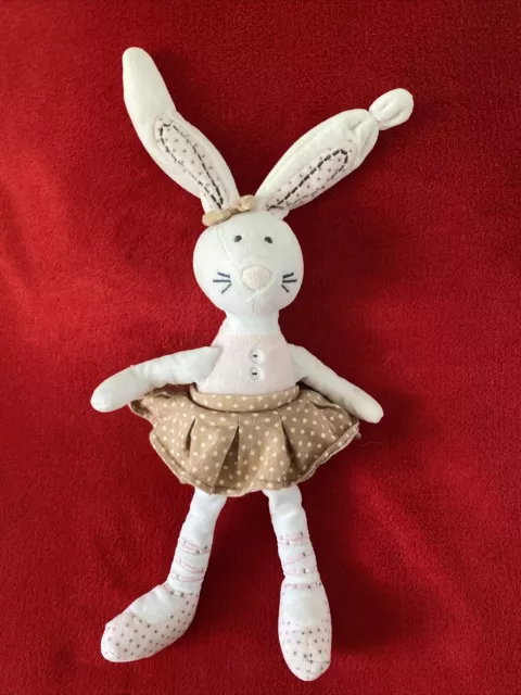 🇫🇷Doudou Peluche Lapin Little Princess Rose Blanc  Tape à l'Oeil TAO NEUF