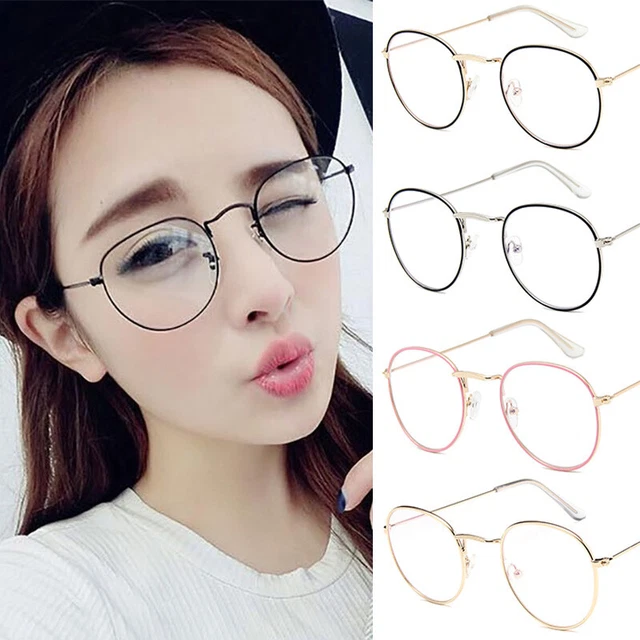 Retro Round Metal Spectacles Frame Anti Blue Light Computer Clear Lens Eyewear ❥