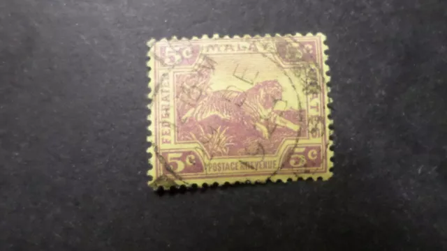 MALAY MALAISIE timbre 5 cents, TIGRE, oblitéré, VF used