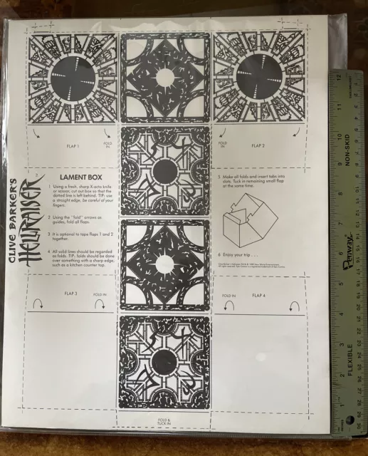Clive Barkers HELLRAISER LAMENT BOX 1989 Promo Cardboard Sheet Ready To Assemble