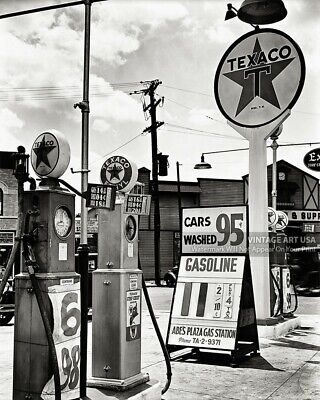 Vintage 1930s Texaco Gas Station Photo - Bronx New York - Old Gas Pumps Car Wash