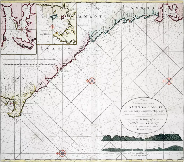 Reproduction carte ancienne - Gabon, Congo et Angola en 1683