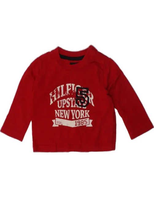 TOMMY HILFIGER Baby Boys Graphic Top Long Sleeve 6-9 Months Red Cotton AL06