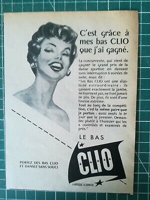 PUBLICITÉ DE PRESSE 1954 CLIO JADIS BAS DE SOIE AUJOURD'HUI NYLON DE QUALITÉ 