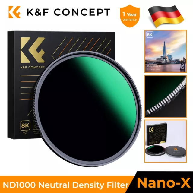 K&F Concept ND1000 (10 Stop) ND Filter Slim Neutral Graufilter Nano-X 37-112mm