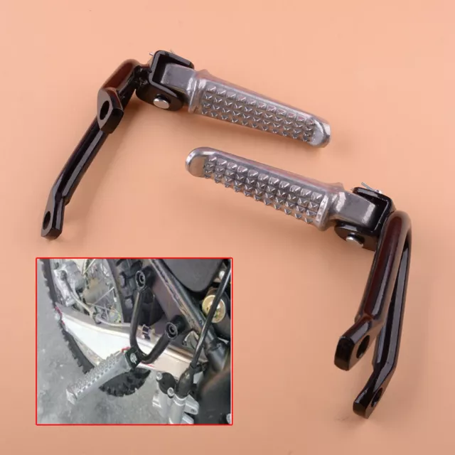 2PCS Motorcycle Cross-country Rear Passenger Foot Peg Pedal Bracket Side Stand