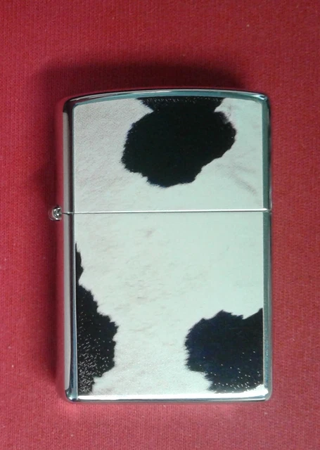 Zippo Lighter Holy Holstein Cow Hide High Polished Chrome Case 20619