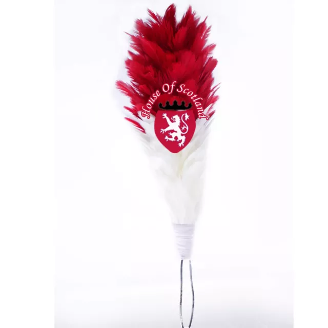 Glengarry Cap Plume Feather Hackle Red,White 6" Balmoral Hats Highland wear 15cm