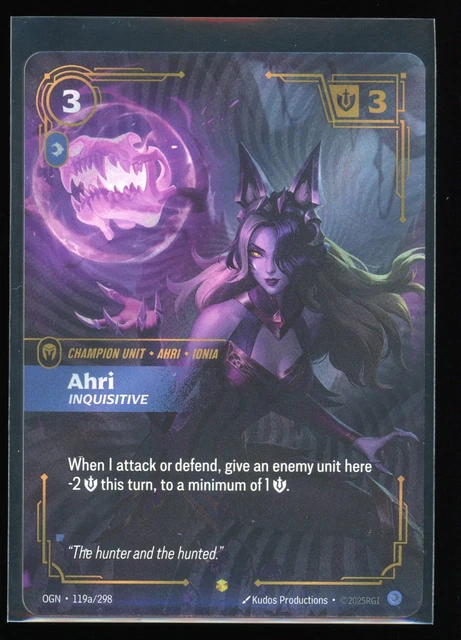 RIFTBOUND LEAGUE OF LEGENDS TCG ORIGINS - AHRI INQUISITIVE ALT ART 119a ...