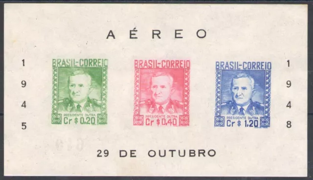1927 Brasil - Presidente Dutra - Yvert No. 8 - Hoja de 3 valores - (*) Sin goma