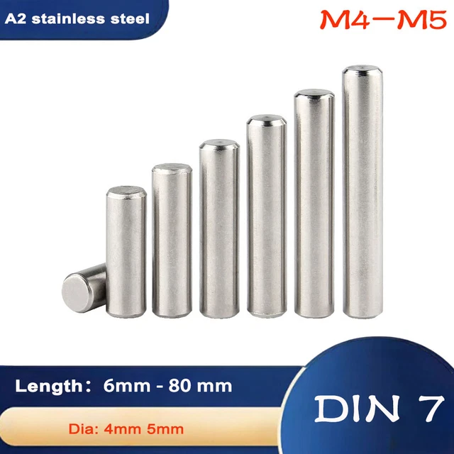 Dia 4mm 5mm 304 Stainless Steel A2 Dowel Pins Parallel Pins Various Lengths DIN7