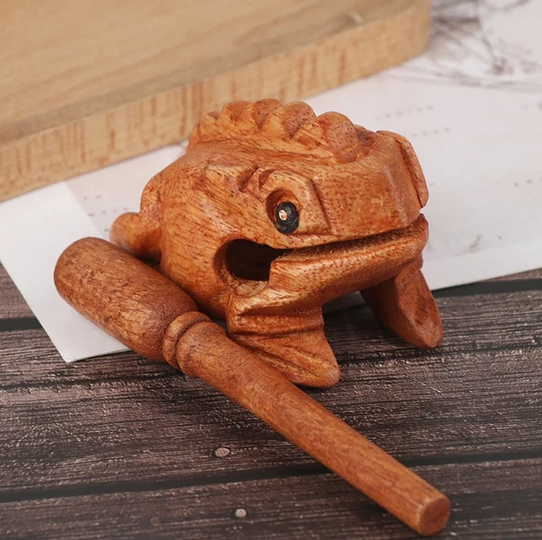 Wooden Lucky Frog Toy Animal Money Frog Clackers Musical Instrument Decoration