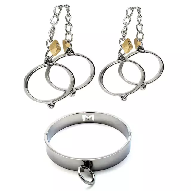 Soumission Collier Menottes Entraves Metal Shackles BDSM Bondage Restraint